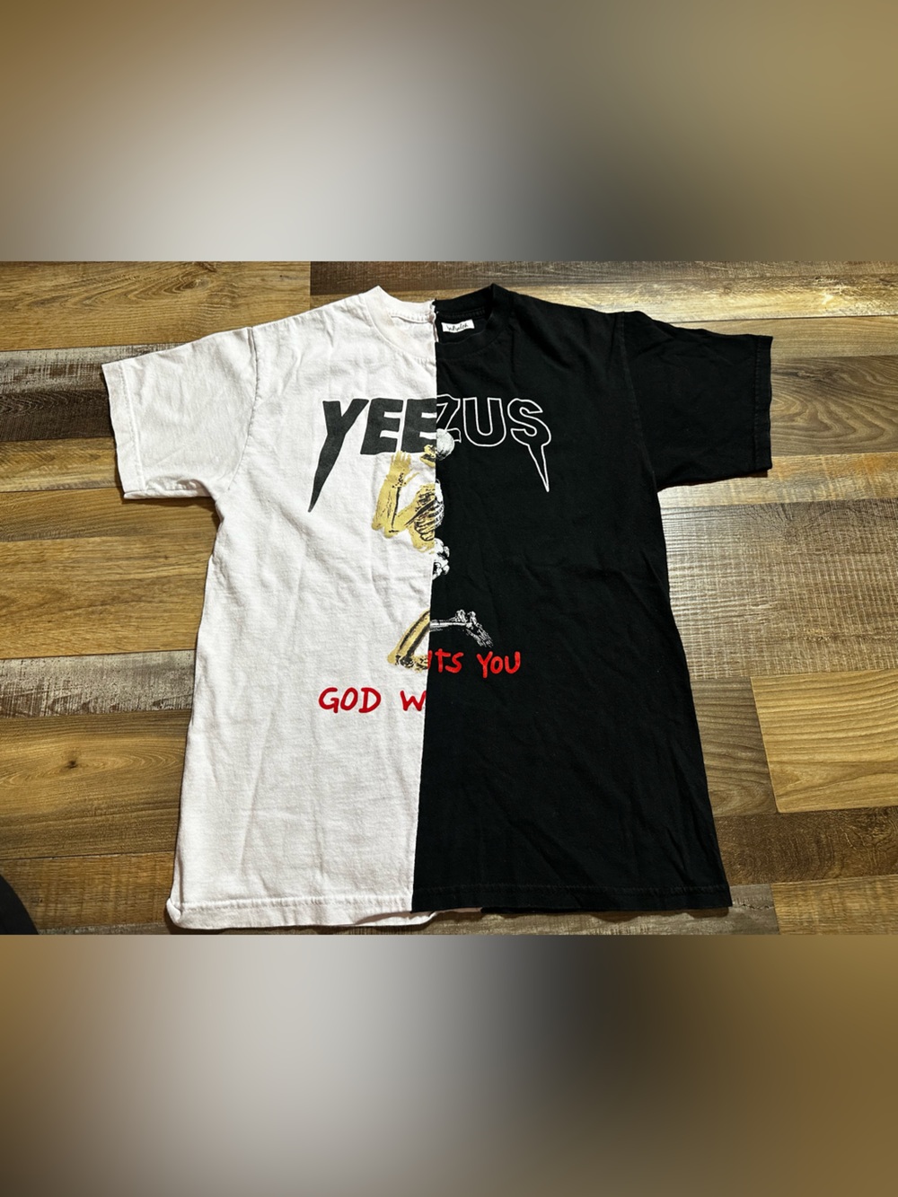 Bad Batch Reworked Yeezus Split T-Shirt Upcycled Kanye Graphic Tee